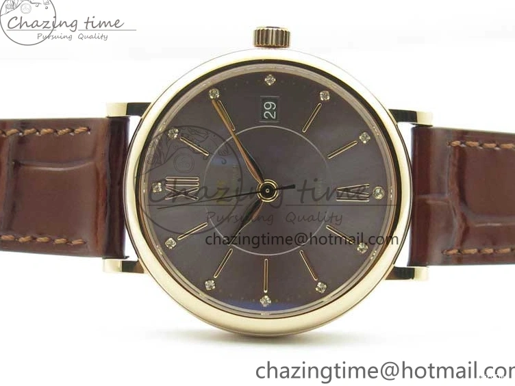 MIROTIME 0429 Portofino 37mm RG V7F 1:1 Best Edition Gray Dial on Deep Brown Leather Strap A SunProtective 7090